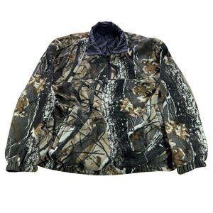 Duxbak Pullover Jacket Mens Large Camouflage Reversible Fleece Black Nylon